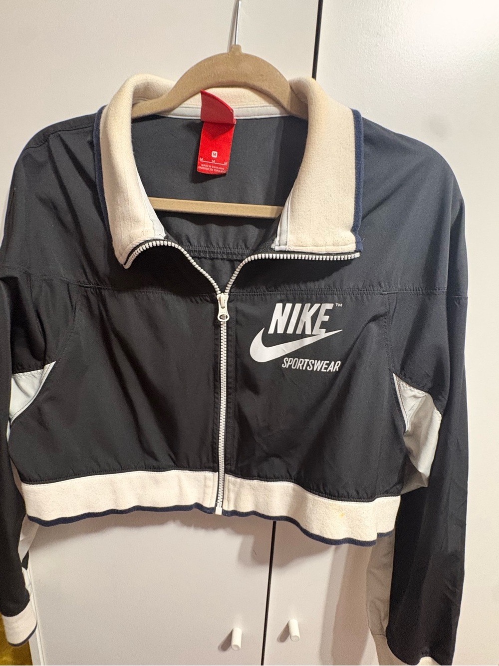 Nike Black & White Cropped Sportswear Bomber Jacket